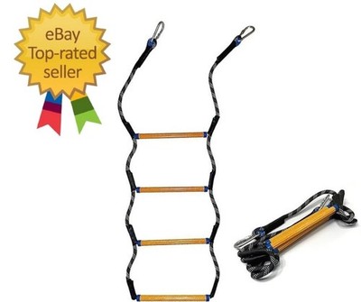 Boat Rope Ladder, Heavy Duty Climbing 450Lbs 4 STEP, Black, Yellow