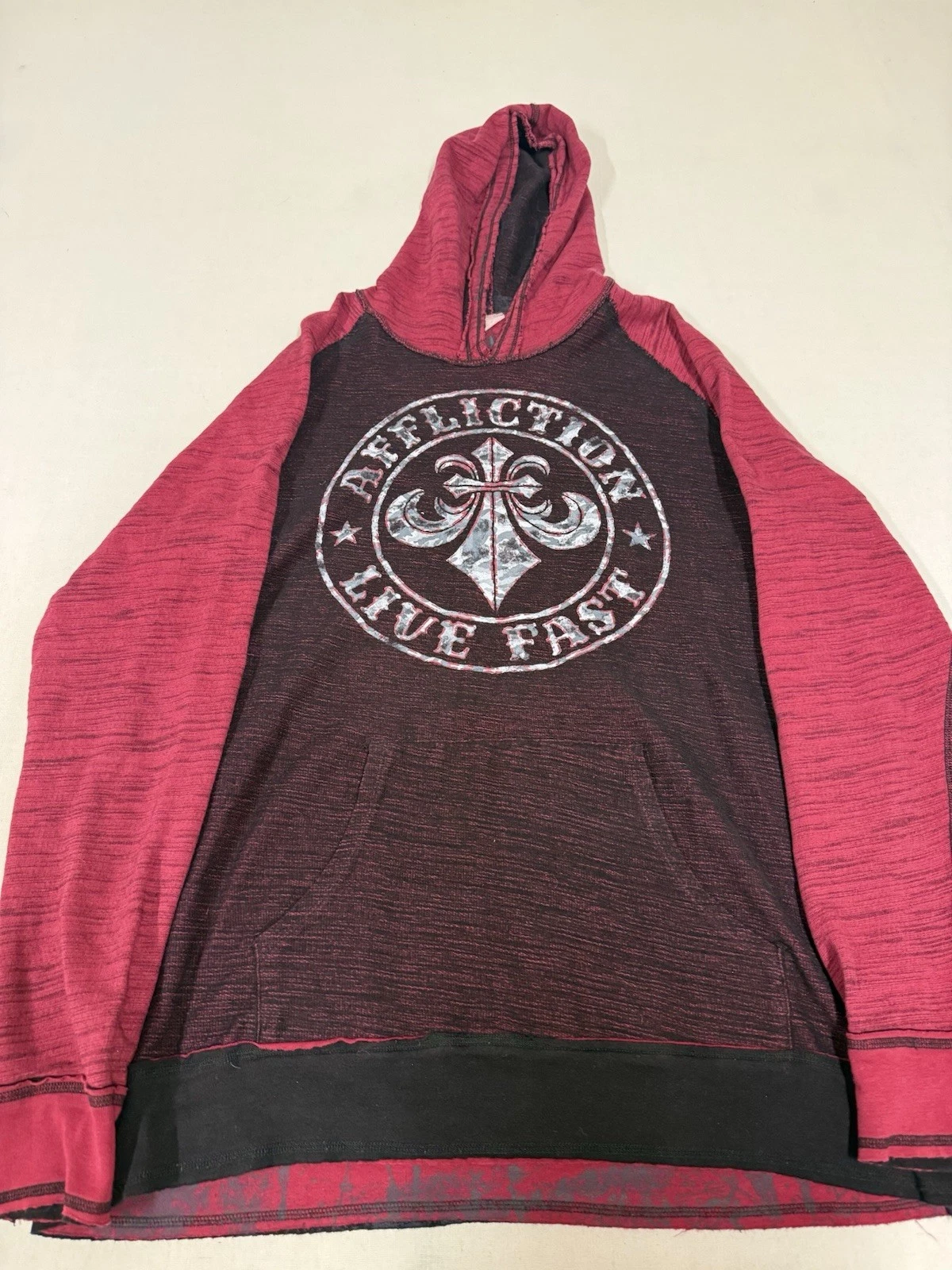 Affliction Thermal Pullover Hoodie Men's XXL Shirt MMA Biker Pullover KE11