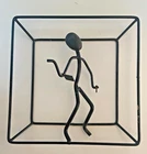 Vintage DANISH 9" 1950s Metal Wire Wall Sculpture lady handbag By BROR BONFILS