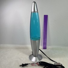 16  Blue Lava Motion  Glitter Volcano Lamp, Silver Base
