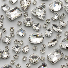 Sew on Rhinestones 100 PCS Mixed Shapes Glass Rhinestones Sew on Crystal Gems Me