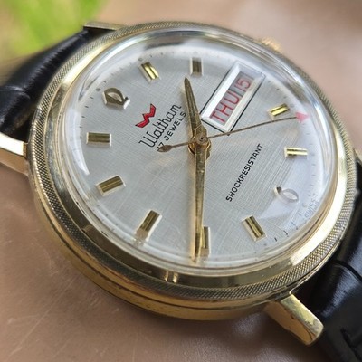 Vintage WALTHAM men's manual wind watch AS 1904 Linen dial