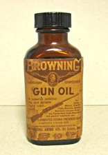 Early Browning Gun Oil Bottle with label - not a lead top tin