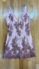 Tobi NWT Women’s Lace Rose Colored Mini Dress Feminine Event Size S