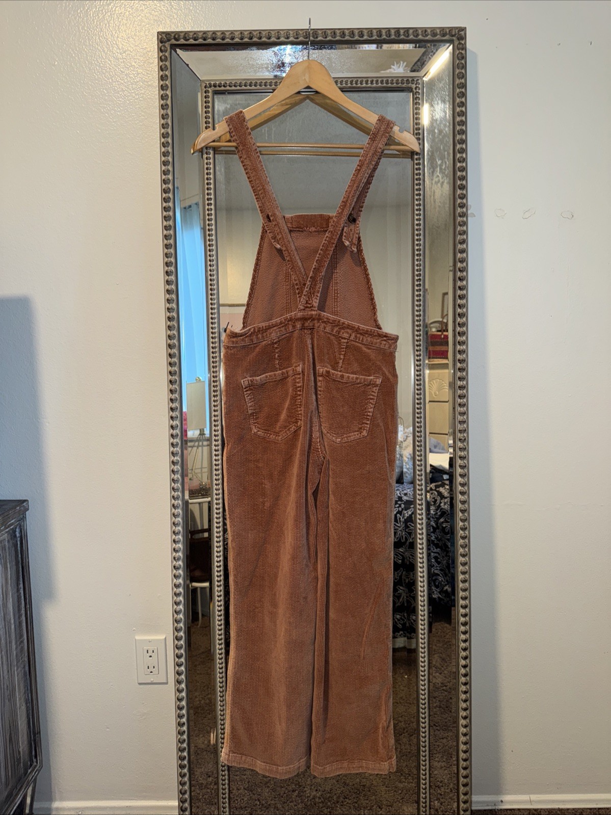 Altar’d State Corduroy Cropped Overalls Womans Size Medium Brown Vintage Retro M