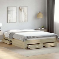 Bettgestell Mit Schubladen Sonoma-Eiche 160X200 Cm Holzwerkstoff