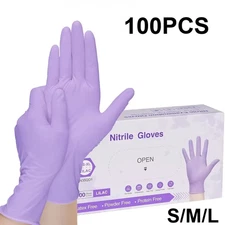 Fuchsia Nitrile Disposable Gloves Latex-Free 100PCS 3-Mil Cleaning Gloves purple