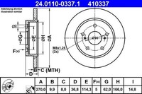2 X Bremsscheibe ATE 24.0110-0337.1 FüR Toyota Auris