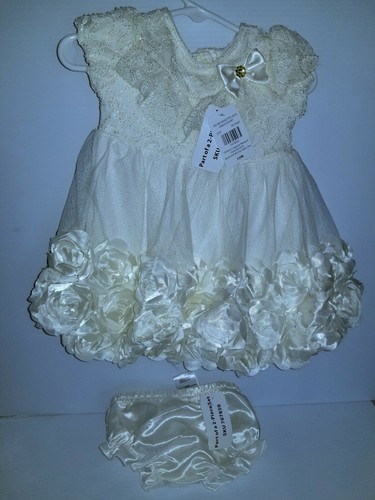 Nannette 2 Piece Ivory Gold Dress for Baby Girl 12 Month Outfit Set Any Event - Picture 5 of 12