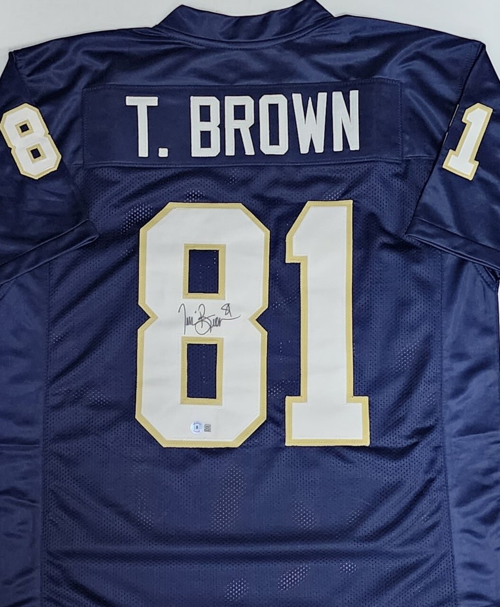 Notre Dame Fighting Irish TIM BROWN Signed Custom Replica Blue
