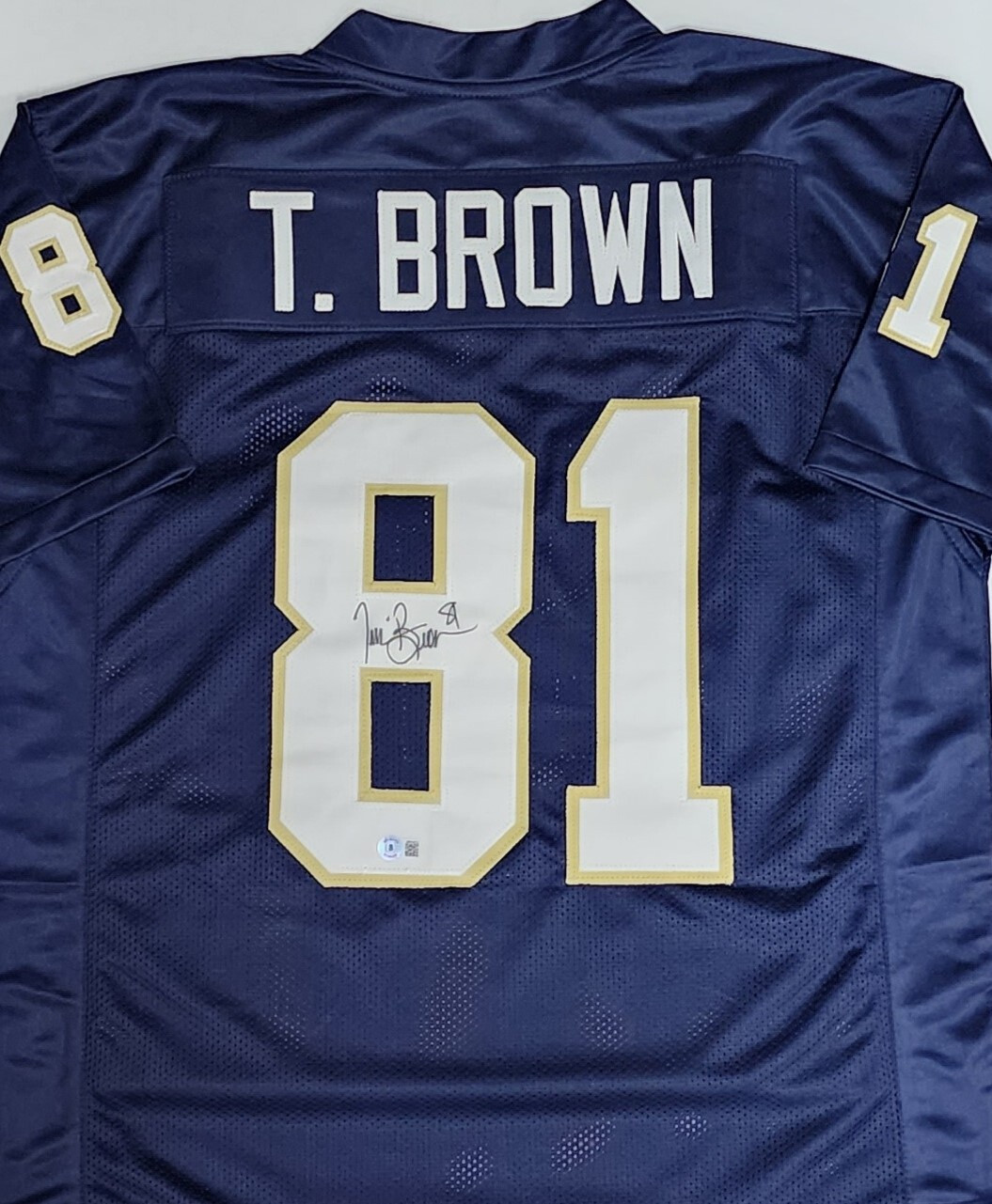 Tim Brown Autographed Signed Notre Dame Fighting Irish Custom Replica Blue Jersey AUTO - BAS 