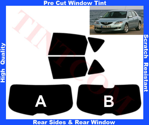 Passgenaue Tönungsfolie Mazda 3 5T 2003-2009 Heck/Seitenscheiben 5%-50% - Picture 1 of 1