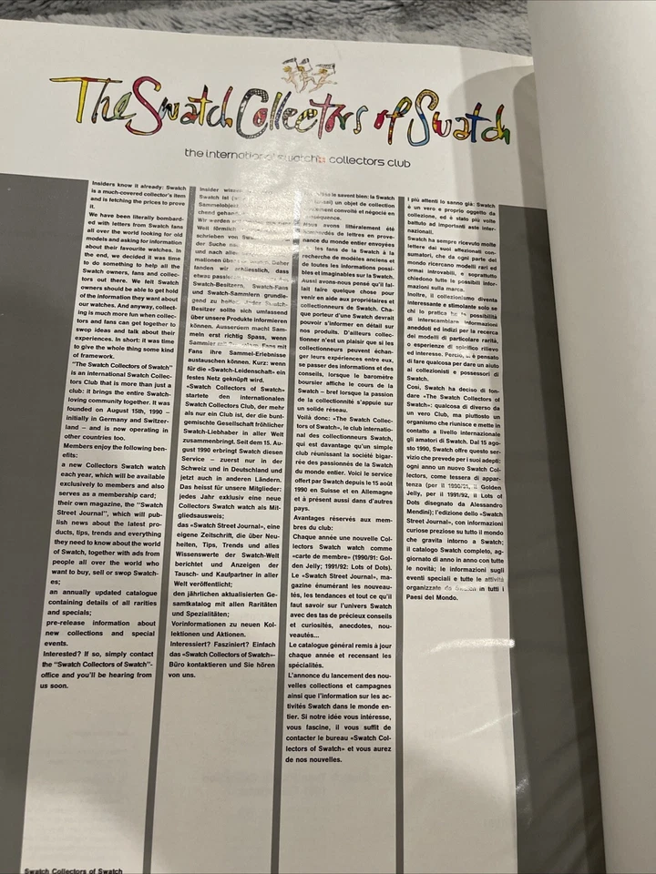 SWATCH 1983-1991 VINTAGE ORIGINAL BOOK/CATALOGUE IN ORIGINAL - Image 4 of 4