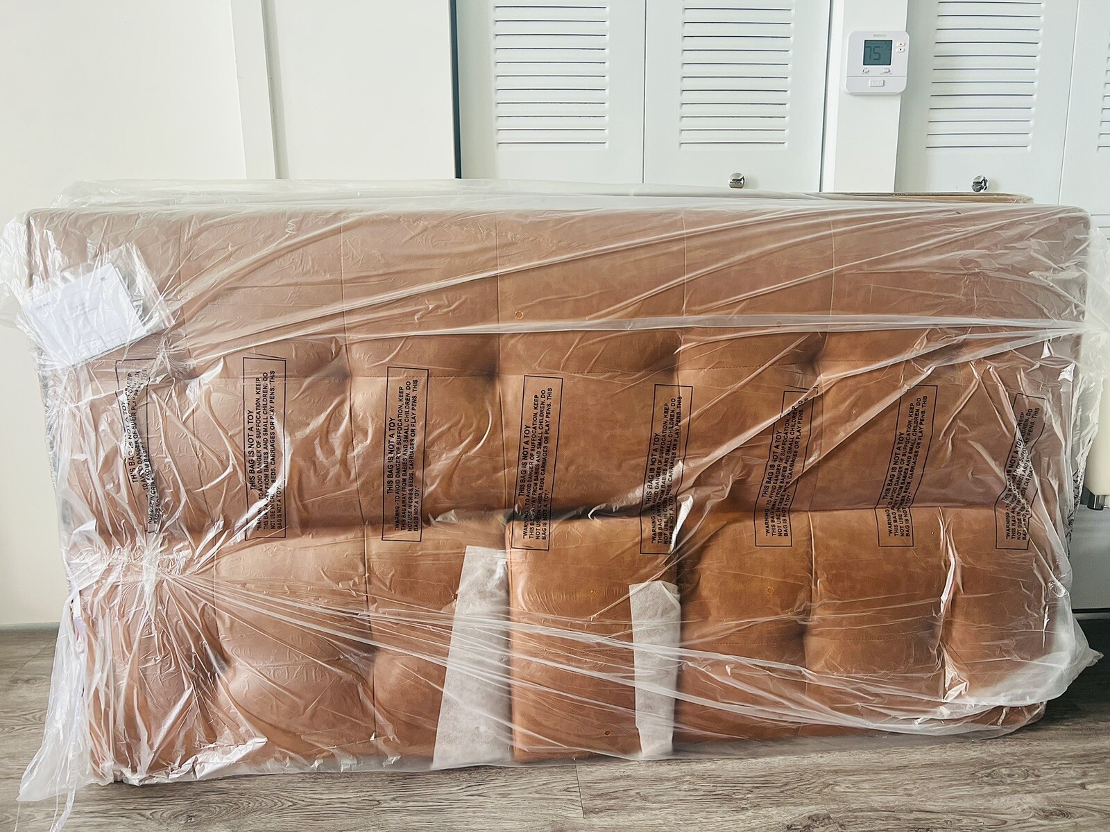 Leather Futon Sleeper Sofa Bed Modern Recliner TV Theater Couch Light Brown Tan