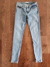 Used Levi's 710 SUPER SKINNY Slim Blue Jeans W28 L32 PC9 17780-0036 Womens Denim