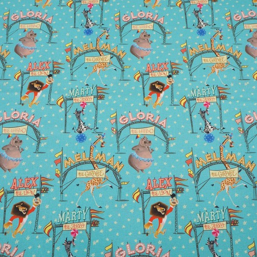 Stoff Meterware Madagascar Party Digital Blau Baumwolle Kinder Kleidung Kissen - Bild 3 von 9