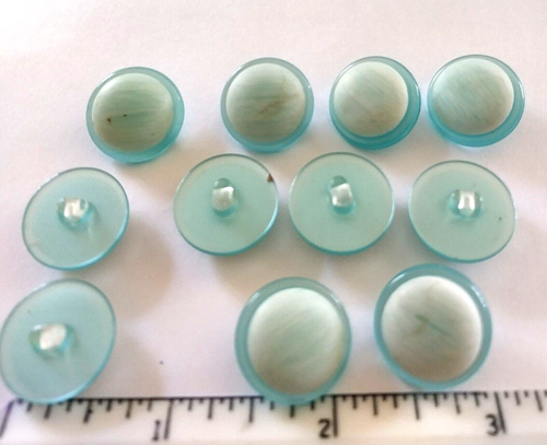 Vintage ELEVEN (11) DOME ROUND HALF SHANK AQUA TURQUOISE BUTTONS~ 3/4" D - Picture 4 of 7