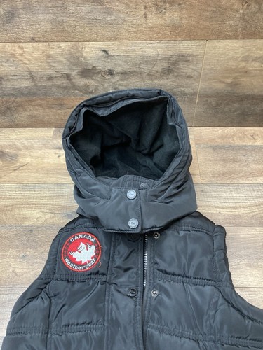 Canada Weathergear Black Hooded Puffer Vest Sz 5/6 - Picture 2 of 5