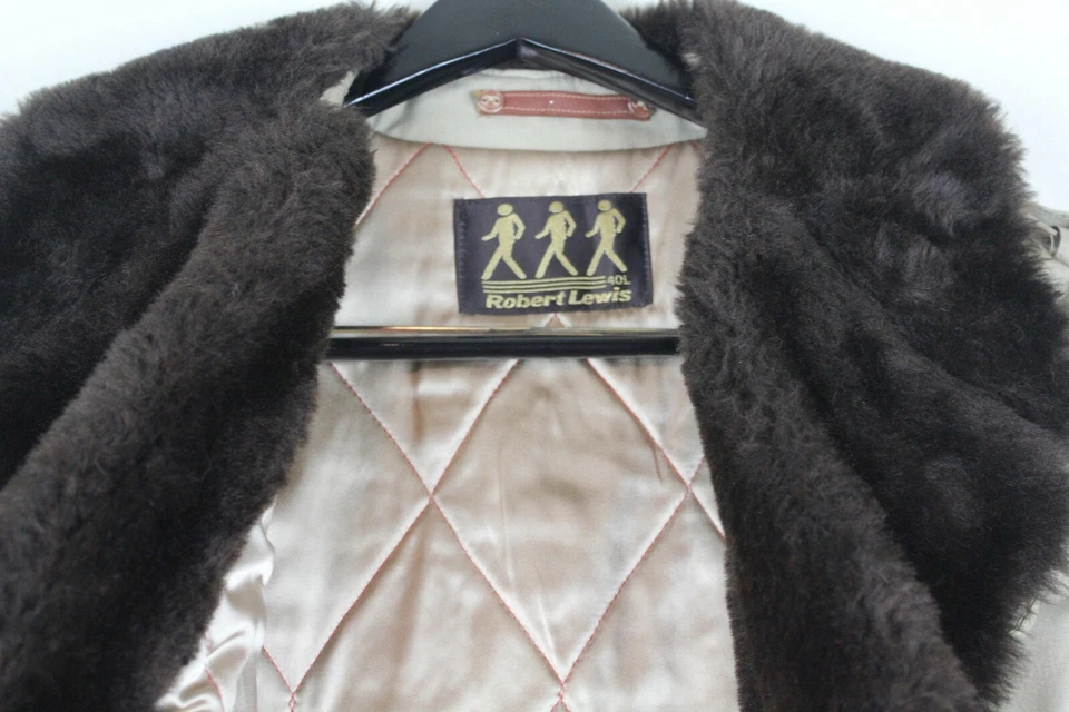 Robert Lewis Тренч хаки искусственного меха желтовато-коричневый длинный коричневый зимний мужской размер 40 40L - Изображение 3 из 4