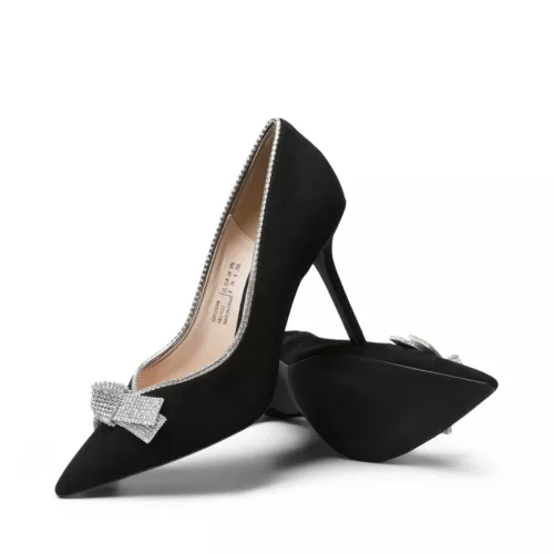 US Women Wedding Dress Pump Shoes High Heel Pointed Toe Slip On Party Pump Shoes - Picture 4 of 16