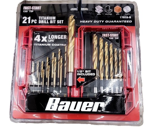17 Pc Titanium Drill Bit Set /Bauer 