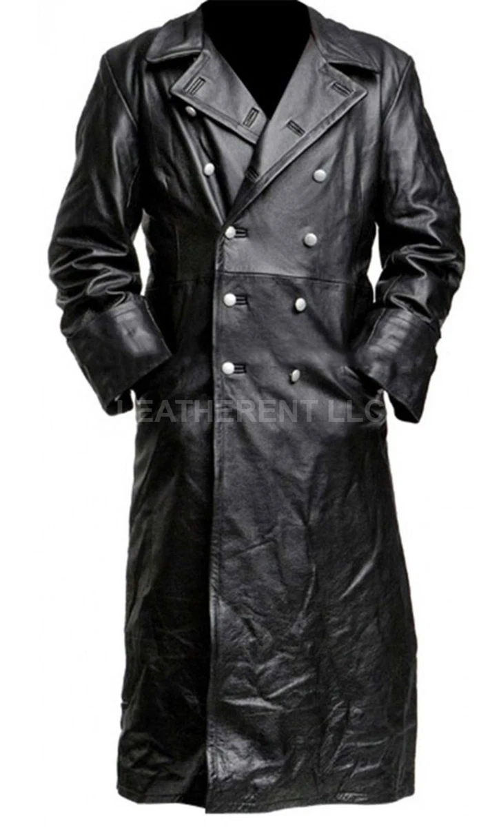 Mens black military trench coat sale
