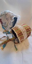 2-Baby Bonnet-Made with Calico and fun prints trimmed with Vintage trims
