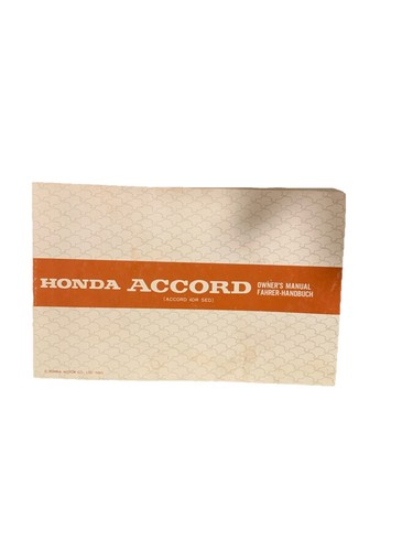 Honda Accord Saloon 1.6 2.0 DOHC 1985-89 Original Multilingual Owner's Handbook
