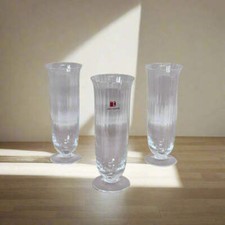 Carlo Moretti Murano Champagne Flutes Clear Glass Set of 3