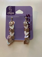 NEW Claire's Clip On Earrings Silver Hearts Elegant Dangles Sensitive Solutions