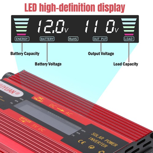 Inversor de energía para automóvil de 7000 W CC 12 V a CA 110 V 220 V onda sinusoidal convertidor solar LCD - Imagen 147 de 191