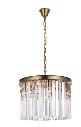 Crystal Chandelier Satin Gold Dining Room Kitchen Island Light Fixture 20" - Picture 3 of 9
