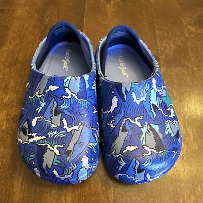 Cat & Jack Shark Clog Swim Size 5T Slip On Kids Water Summer Shoe Sharks Blue