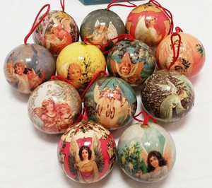Vintage Twelve Glorious Angels Boxed Christmas Ornaments Handmade Decoupaged Ebay Twelve Glorious Angels Christmas Ornaments