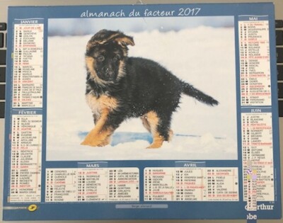 3/Calendar Almanac du postman 2017 OBERTHUR ''puppy''