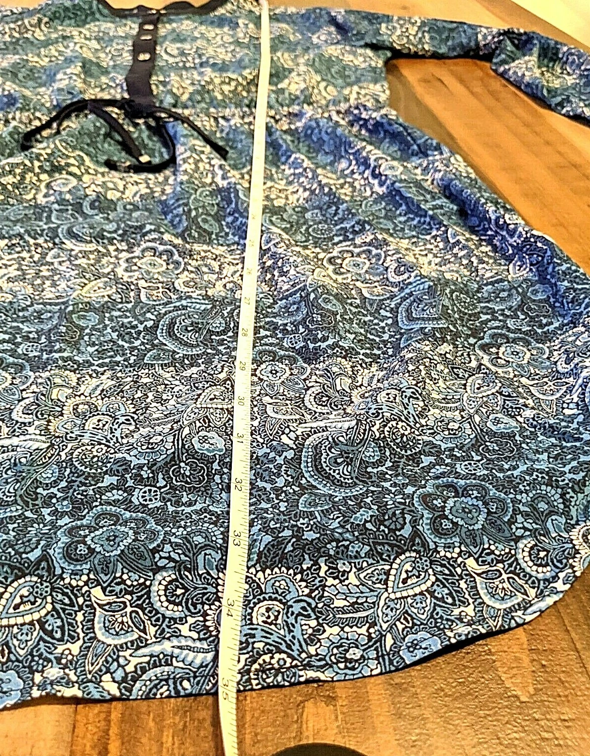 Abito MICHAEL KORS blu paisley con coulisse in vita accenti metallizzati taglia 8