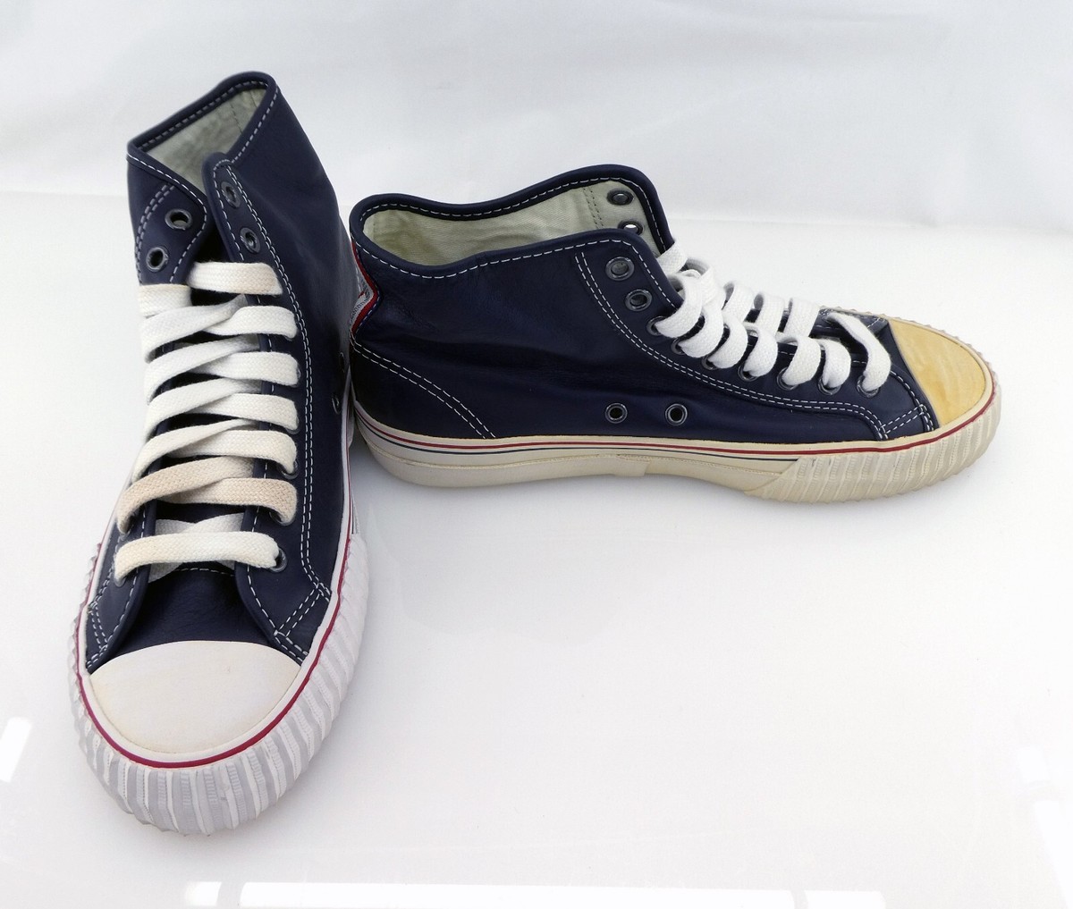 PF Flyers Shoes Center Reissue Hi Leather Navy Blue Sneaker Size