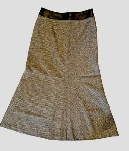 Dana Buchman Petite Wool Skirt Leather Waistband A-Line Career Modest