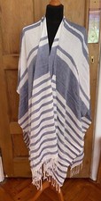 Isaac Mizrahi New York Cover Up Size Uk 8-14 Long Shawl Blue White Striped