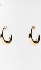 ZARA Polished Goldtone Teardop Hoop Earrings NEW 1856/021