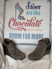 Dansko Shirley Wedge Heel Taupe Nubuck Comfy Booties Women's Size 39 EU 8.5-9 US