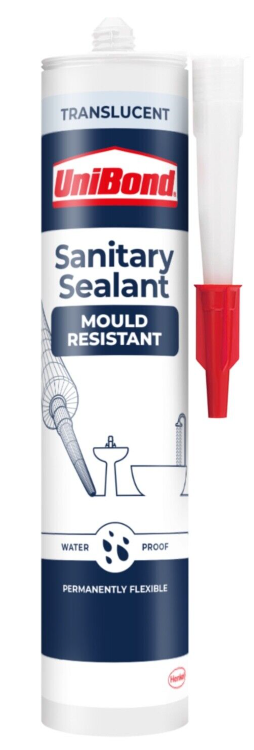 UniBond Sanitary Sealant Mould Resistant Waterproof Bathroom Shower- Translucent