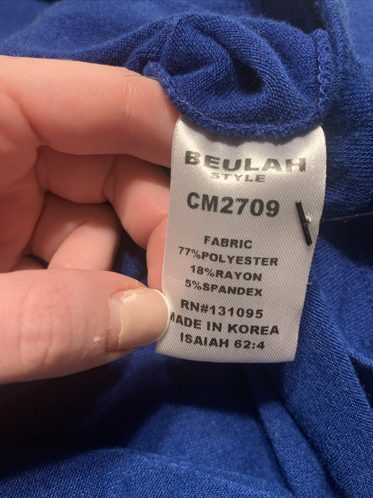 Beulah Authentic Solid Blue Crew Neck Long Sleeve… - image 7