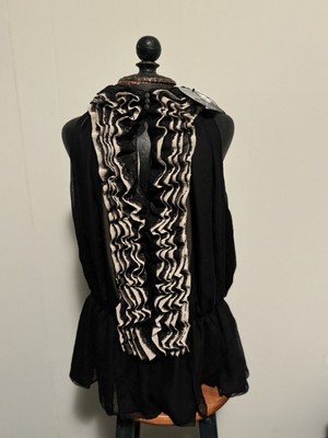 New Ruffle Blouse - Black & Beige, Size Small Robert Rodriguez for Target