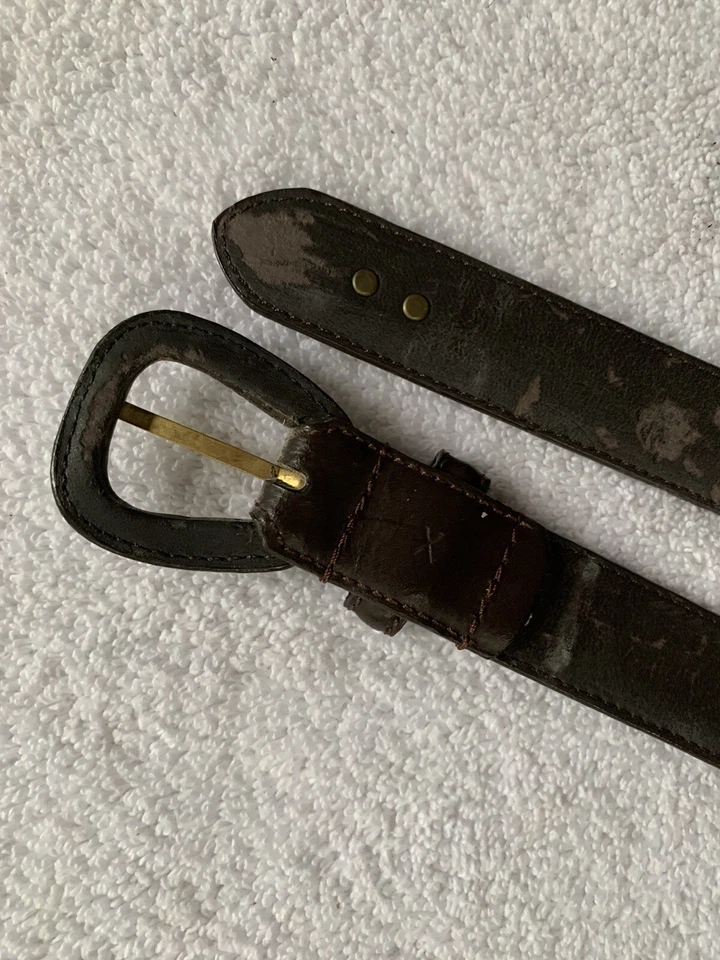 Cinturón Ralph Lauren De Colección Talla Mediana Para Mujer Marrón Cuero Genuino Dorado Logo LEER Foto 3 de 4