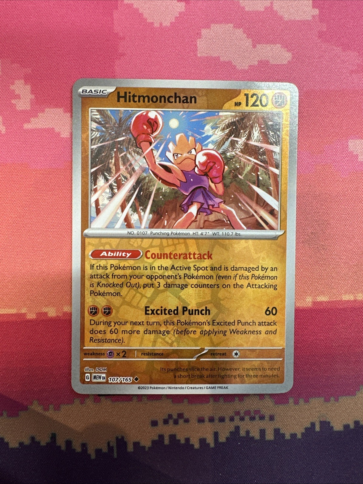 Pokemon Card Hitmonchan Scarlet & Violet 151 Reverse Holo 107/165 Near Mint