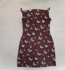 Butterfly Brown Silky Urban Outfitters Mini Dress Spaghetti Strap Size Medium