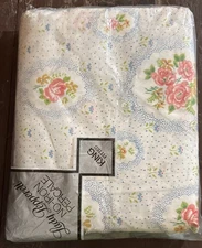 Lady Pepperell Floral Fitted  King Size Bed Sheet  NEW cottage core MCM 