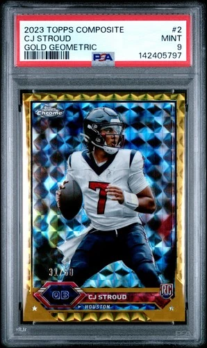 142405797 CJ Stroud 2023 Topps Composite #2 Geometric Gold Chrome RC /50 PSA 9