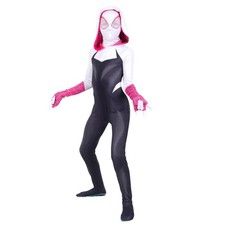 Girls Spider-Gwen Spider-Man Jumpsuit Full Face Mask Halloween Costume M 7/8